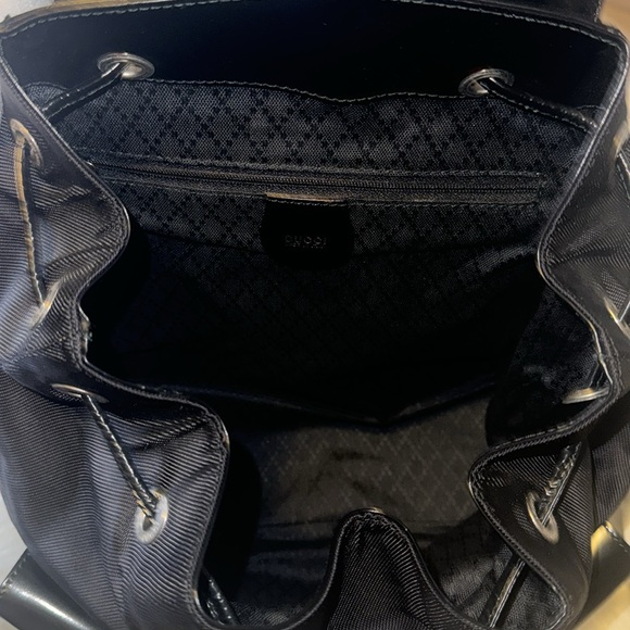 Vintage 90s Gucci nylon Bamboo Handle Leather Backpack Bookbag EUC - Picture 7 of 16